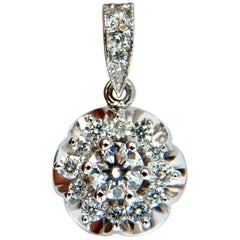 Pendentif trèfle en or 14 carats avec diamants naturels de 1,01 carat en grappe et trèfle en relief G/VS