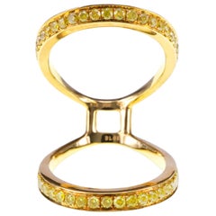 1.01 Carat Natural Vivid Yellow Diamond Butterfly Wing Effect Knuckle Ring