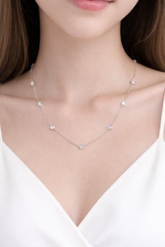 CLEARANCE, Diamond By The Yard Necklace, 1.01ct Natural Diamonds, 14K White Gold