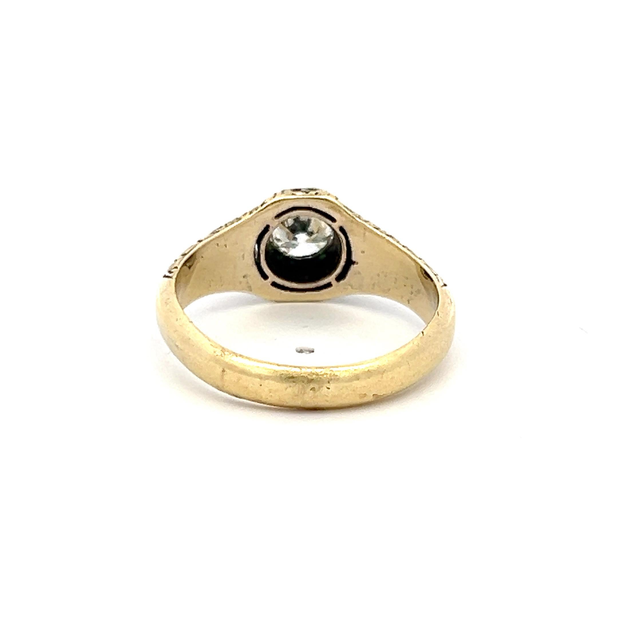 1.01 Carat Old European Cut Diamond 14 Karat Yellow Gold Engagement Ring In Good Condition In New York, NY