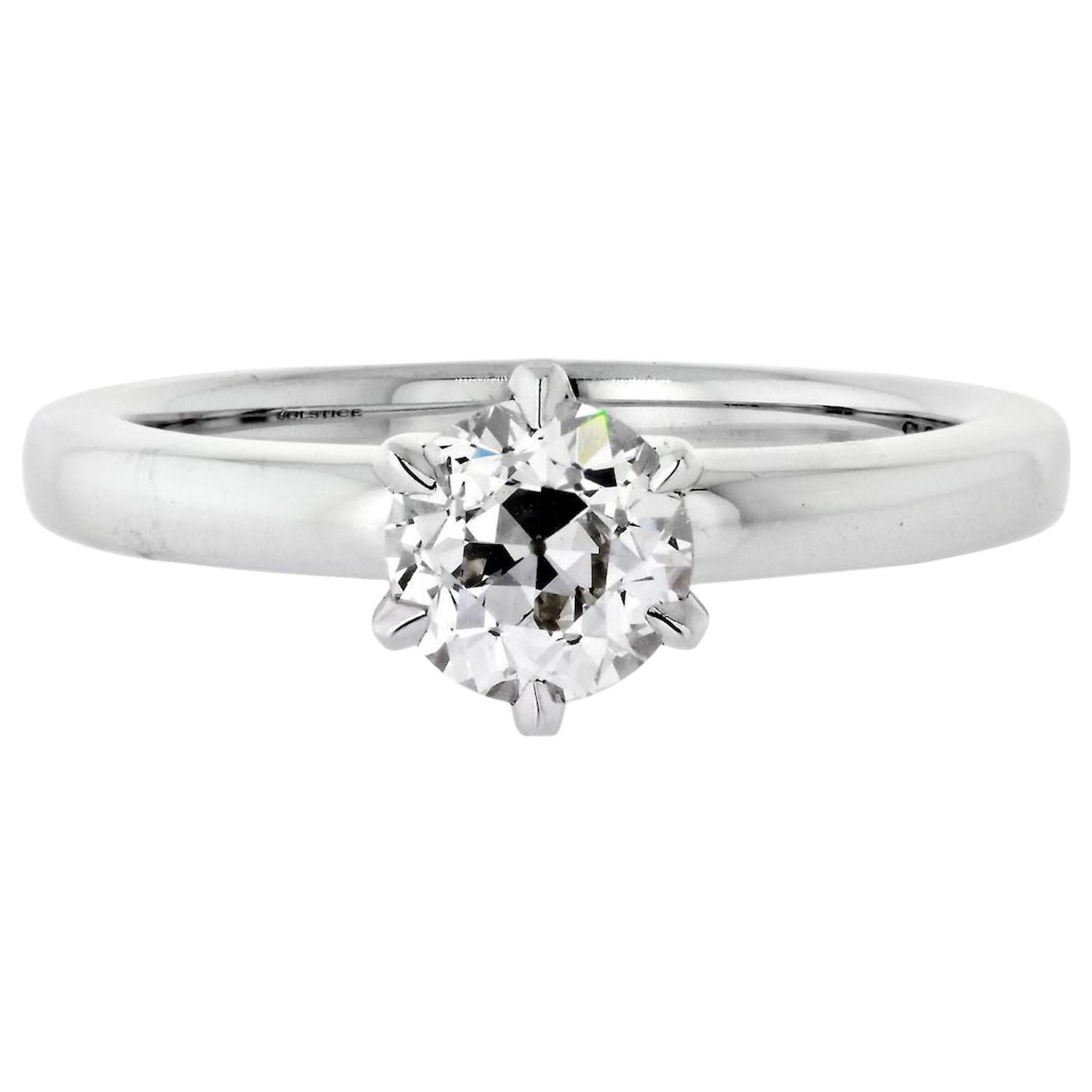 1.01 Carat Old European Cut Diamond I/VS2 GIA Solitaire Engagement Ring For Sale