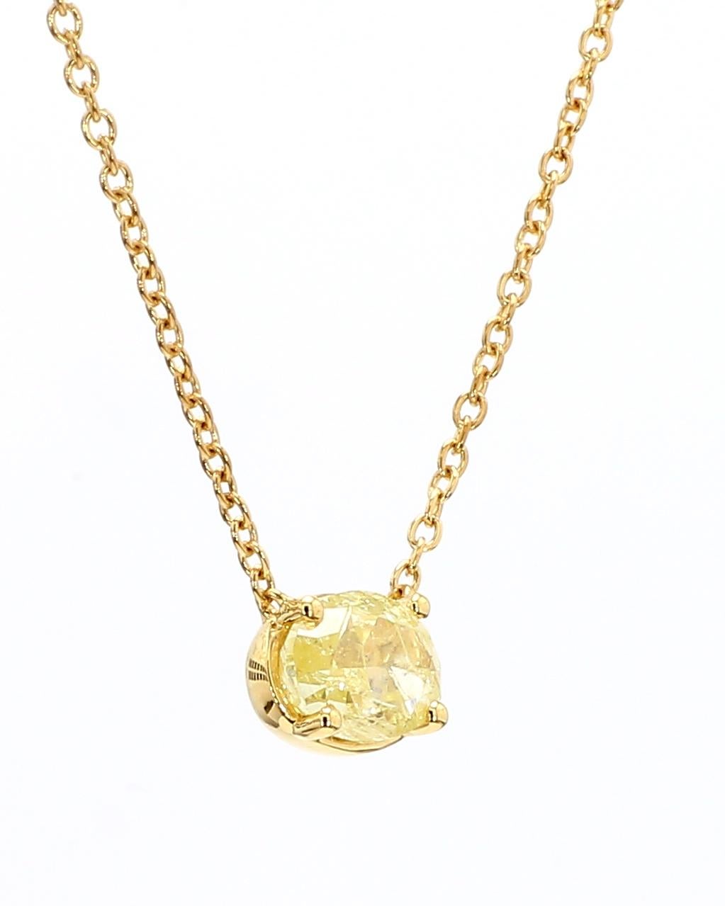 Ciondolo con diamante giallo taglio ovale da 1,01 carati Design classico da est a ovest Oro 18 carati In condizioni Nuovo in vendita a New York, NY