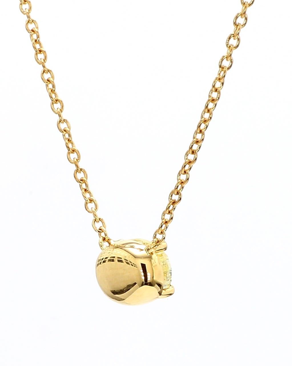 Donna Ciondolo con diamante giallo taglio ovale da 1,01 carati Design classico da est a ovest Oro 18 carati in vendita