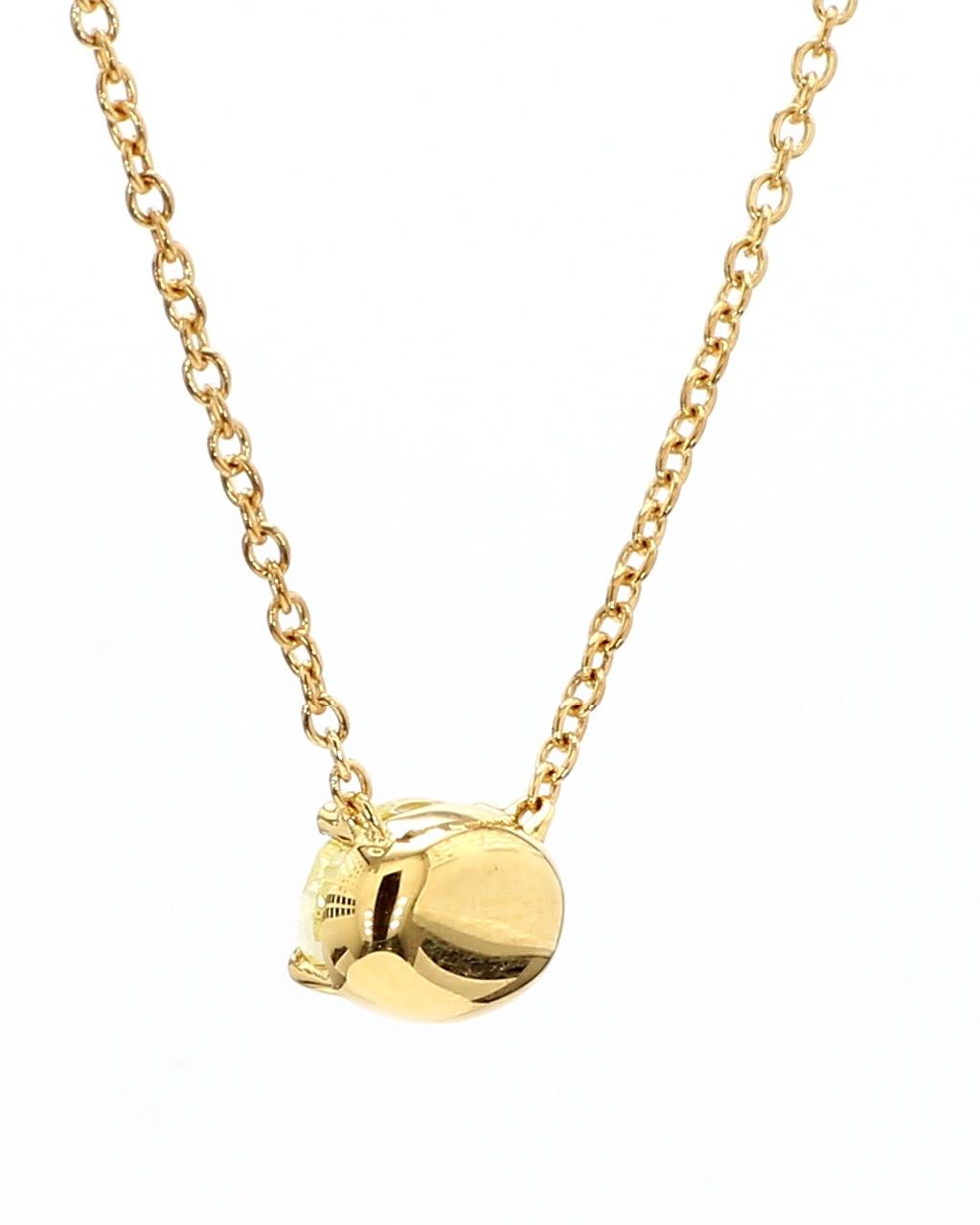 Ciondolo con diamante giallo taglio ovale da 1,01 carati Design classico da est a ovest Oro 18 carati in vendita 2