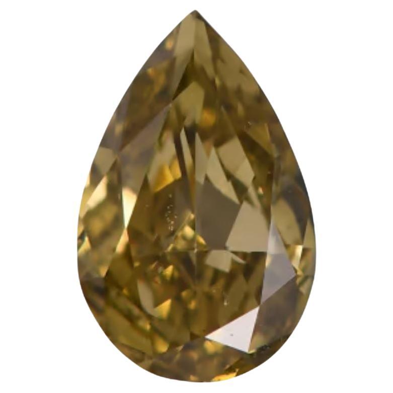 1.01 Carat Pear Brilliant Gia Certified Fancy Dark Yellowish Brown Si2 Clarity D For Sale