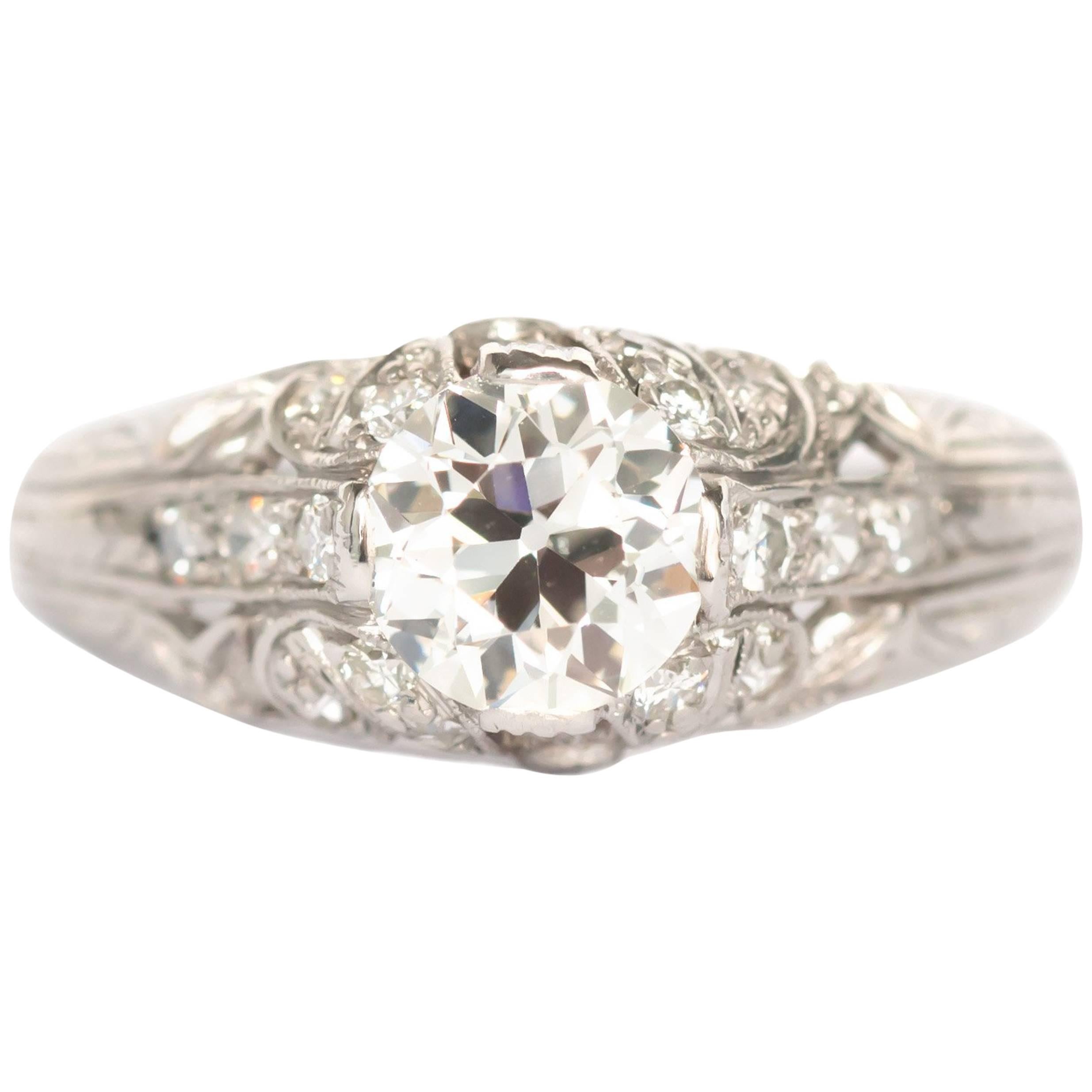 1.01 Carat Platinum Diamond Engagement Ring For Sale