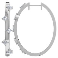 1,01 Karat Diamant-Creolen aus massivem 10k Weißgold mit Prinzessinnenschliff