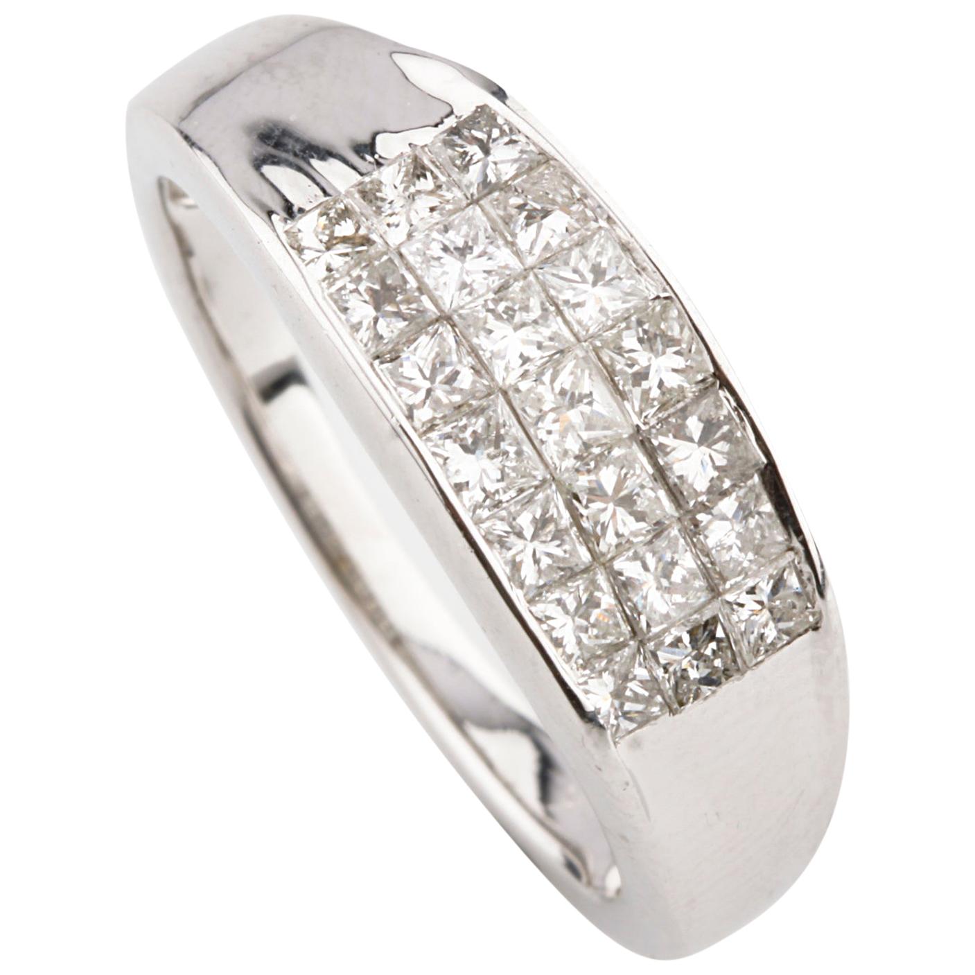 Bague à anneau en or blanc avec diamant princesse de 1,01 carat