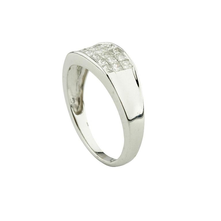 Princess Cut 1.01 Carat Princess Diamond Band Ring in White Gold For Sale