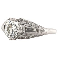 1.01 Carat Retro Platinum Filigree Engagement Ring