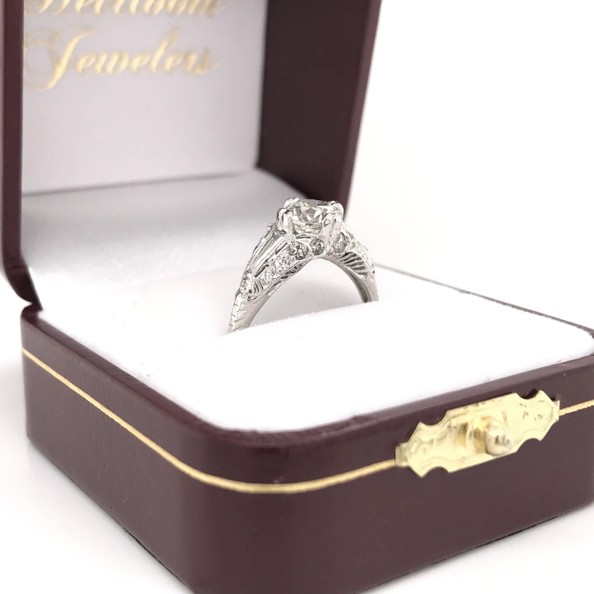 1.01 Carat Retro Platinum Filigree Engagement Ring 5