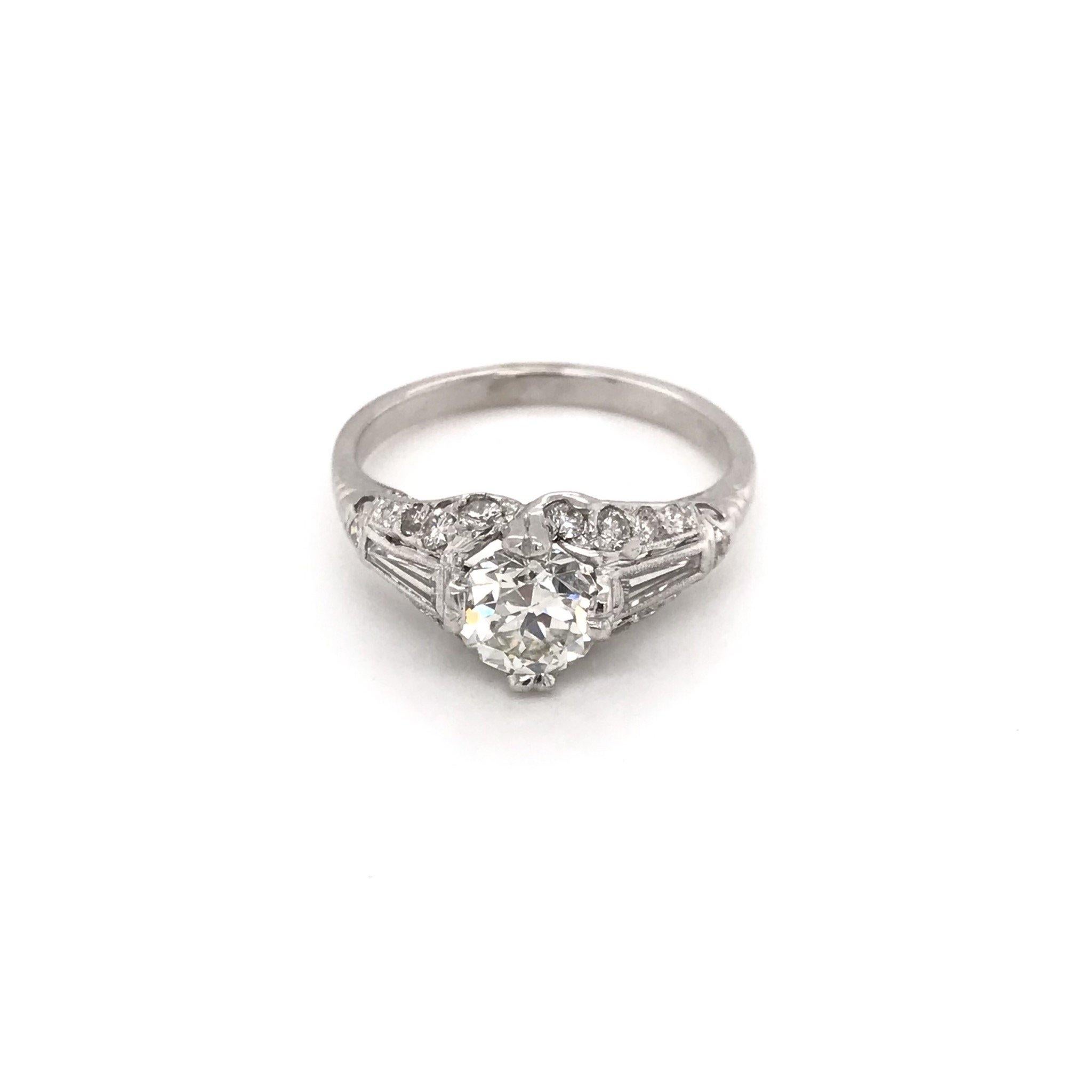 Round Cut 1.01 Carat Retro Platinum Filigree Engagement Ring