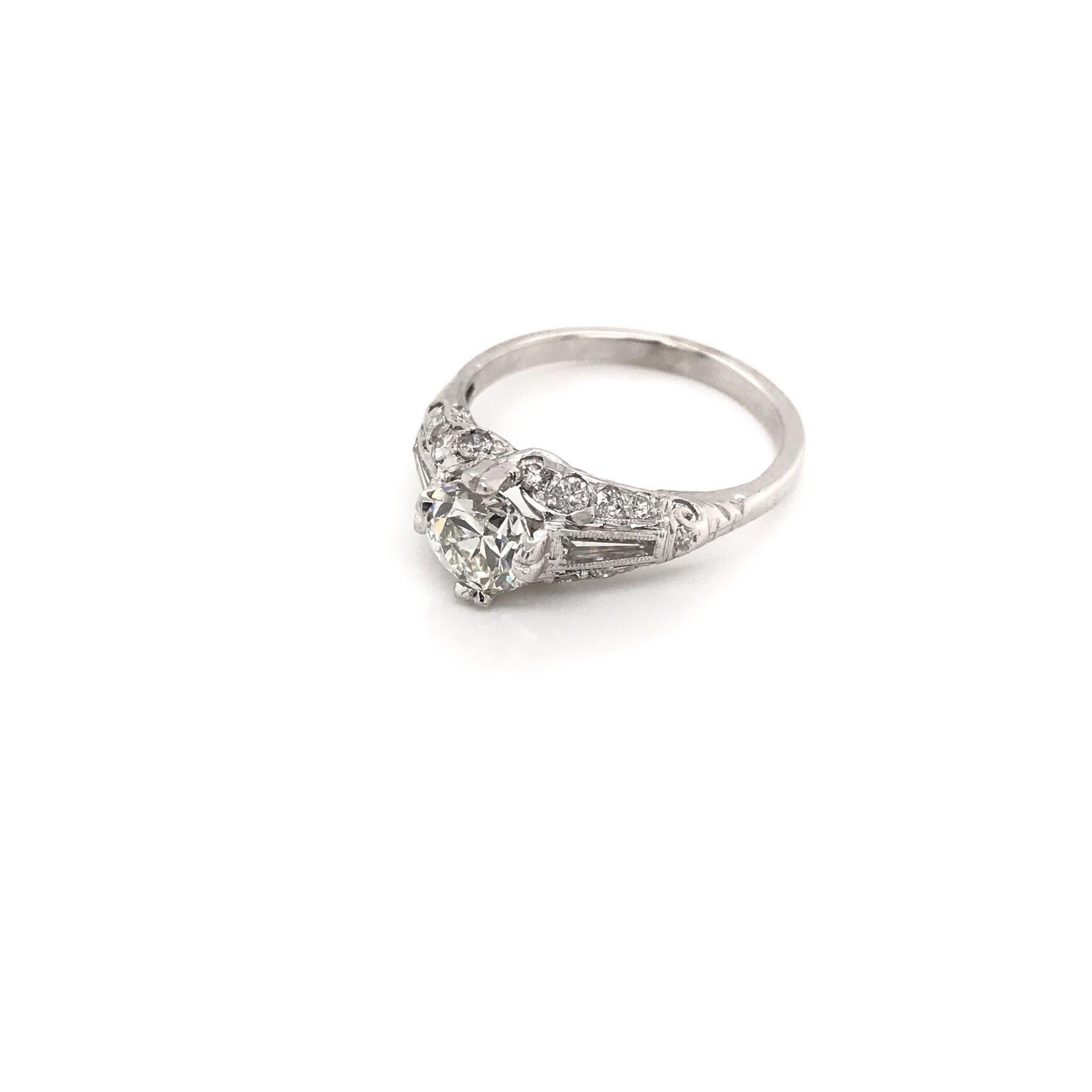 Men's 1.01 Carat Retro Platinum Filigree Engagement Ring