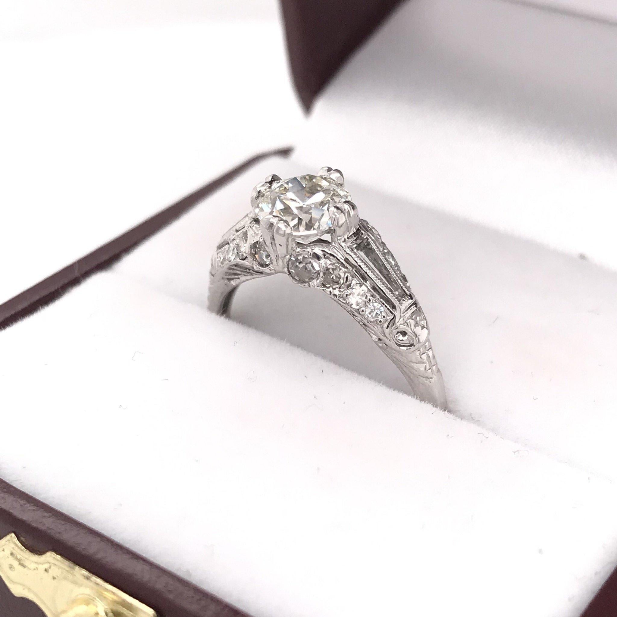 1.01 Carat Retro Platinum Filigree Engagement Ring 4