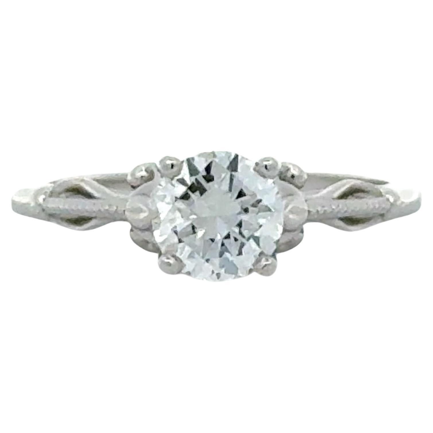 1.01 Carat Round Brilliant Cut Diamond Solitaire Engagement Ring GIA Certified (Bague de fiançailles solitaire à diamants ronds et brillants)