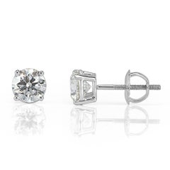 Mark Broumand 1.01 Carat Round Brilliant Cut Diamond Stud Earrings