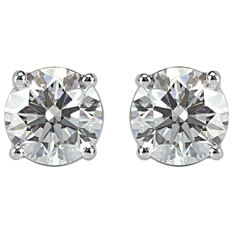 Mark Broumand 1.01 Carat Round Brilliant Cut Diamond Stud Earrings