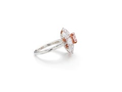 1.01 Carat Cushion Brilliant Statement Fancy Pink 14K White Gold  Diamond Ring