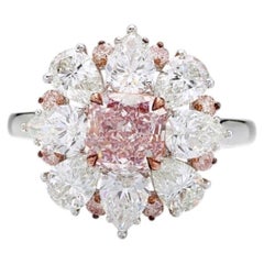1.01 Carat Cushion Brilliant Statement Fancy Pink 14K White Gold  Diamond Ring