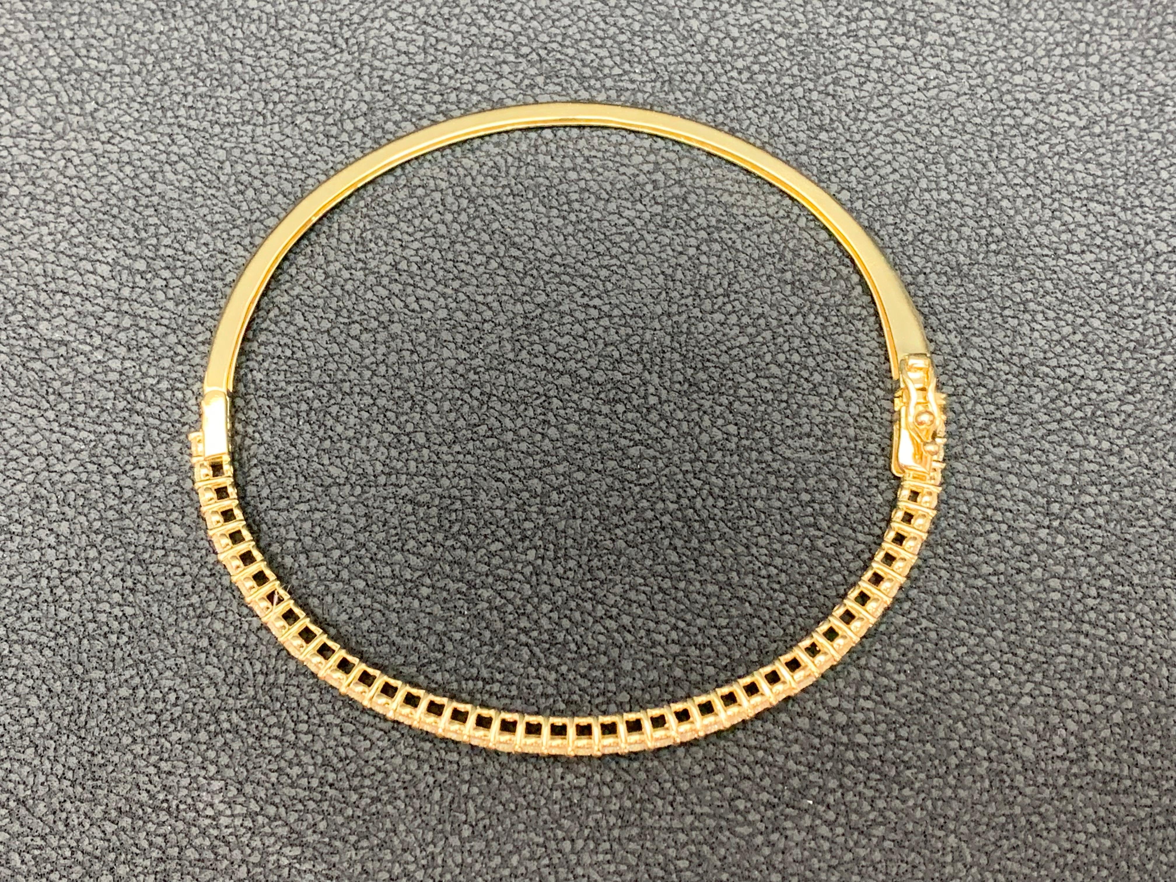 1.01 Carat Round Cut Diamond Yellow Gold Bangle Bracelet in 14K Yellow Gold For Sale 7