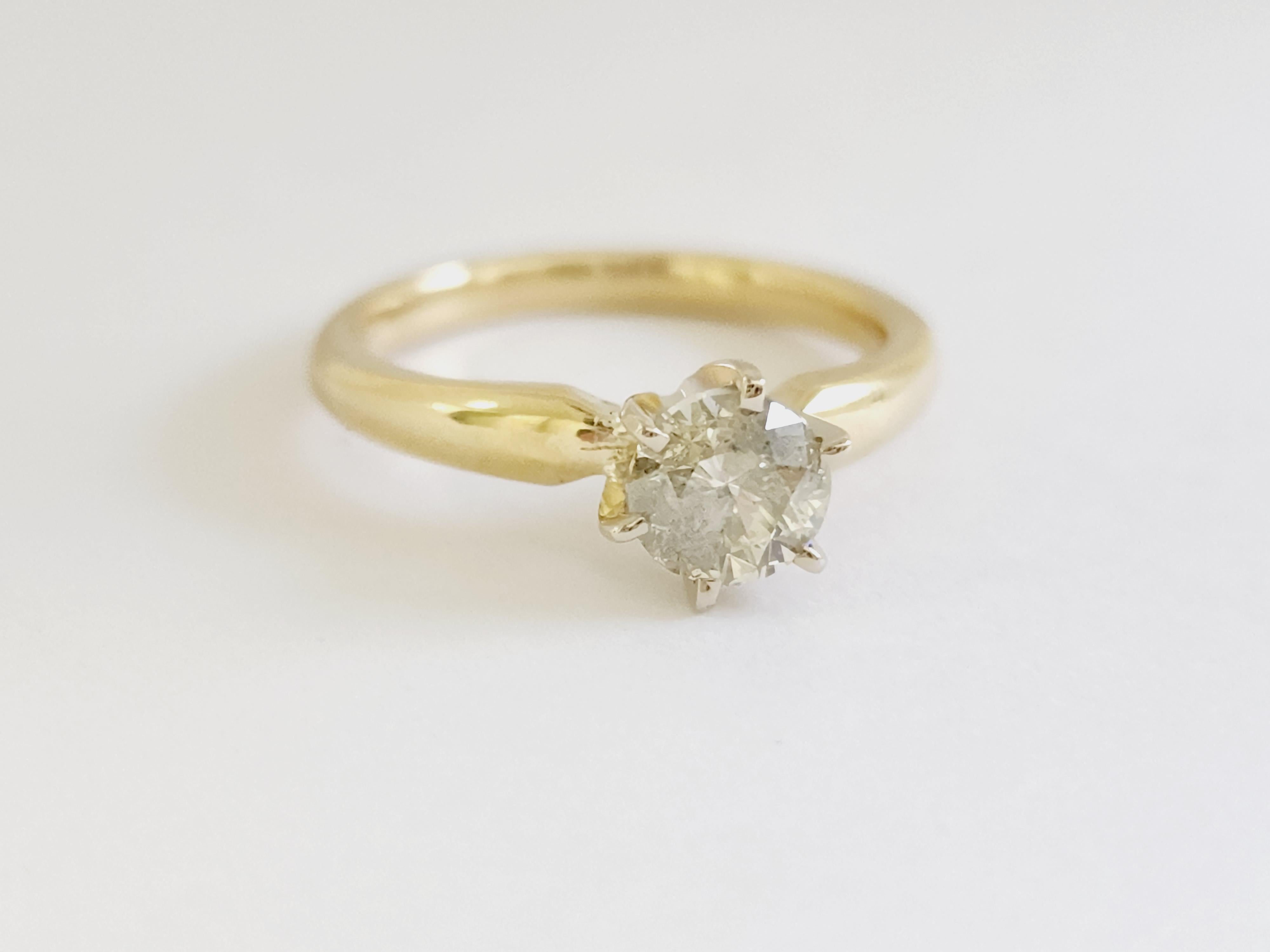 Bague solitaire en or jaune 14 carats avec diamants ronds de 1,01 carat certifiés GIA Neuf - En vente à Great Neck, NY