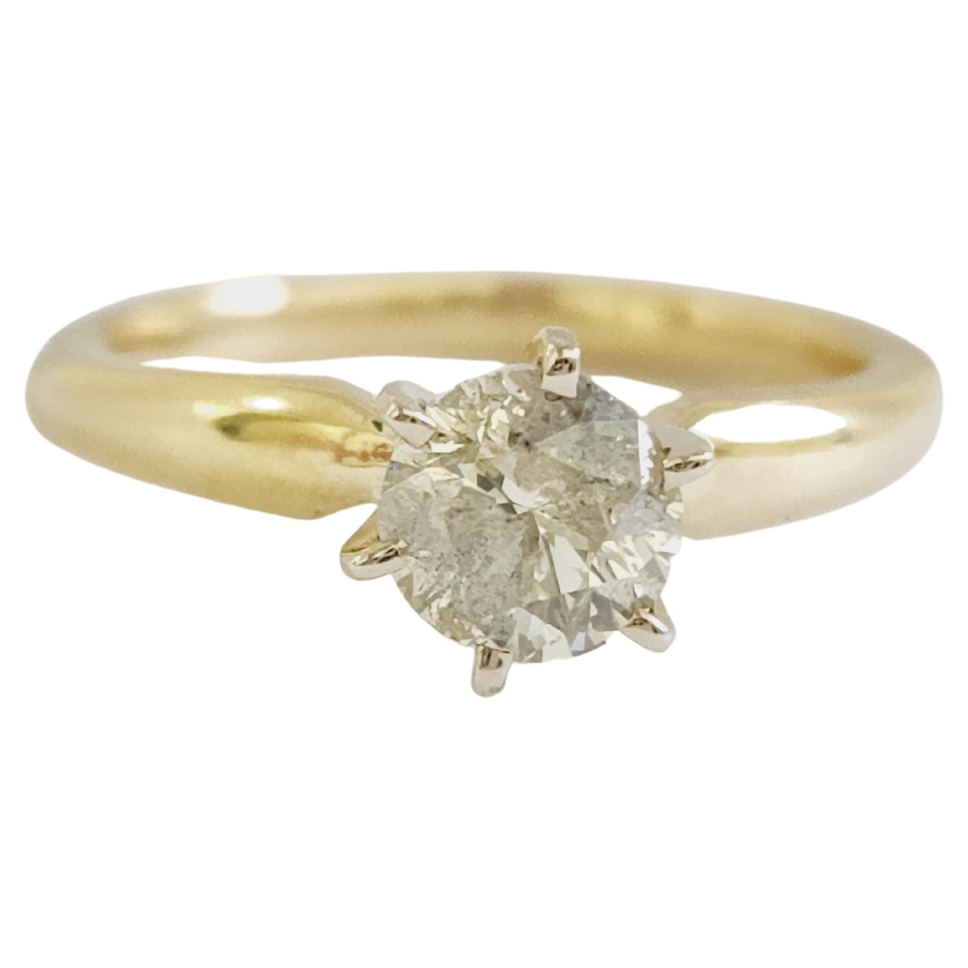 GIA 1.01 Carat Round Diamond 14 Karat Yellow Gold Solitaire Ring