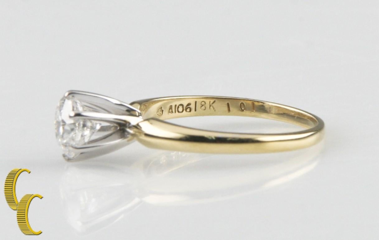 Round Cut 1.01 Carat Round Diamond Solitaire 18 Karat Yellow Gold Engagement Ring For Sale