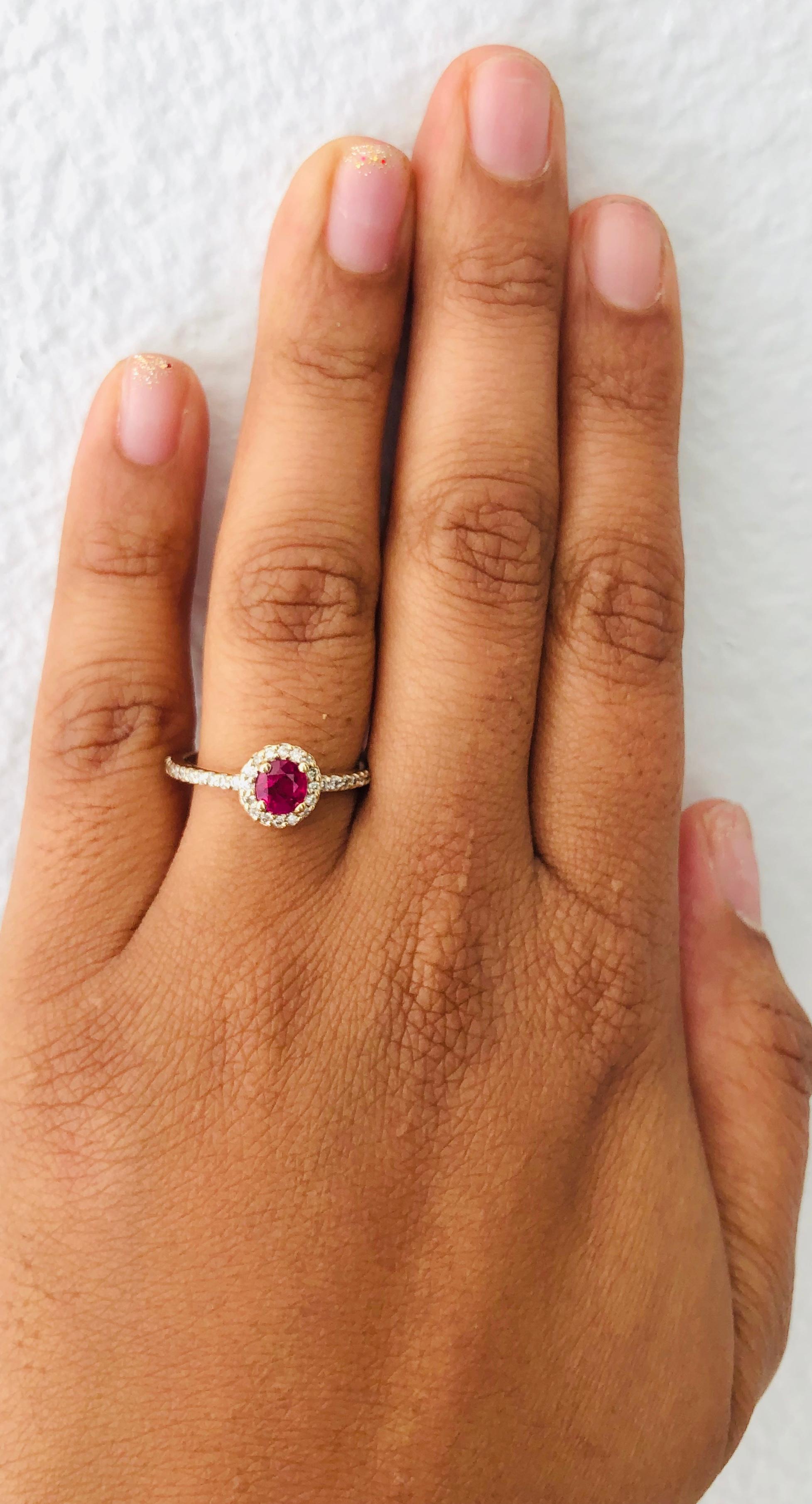 1.01 Carat Ruby Diamond 14 Karat Yellow Gold Ring In New Condition In Los Angeles, CA