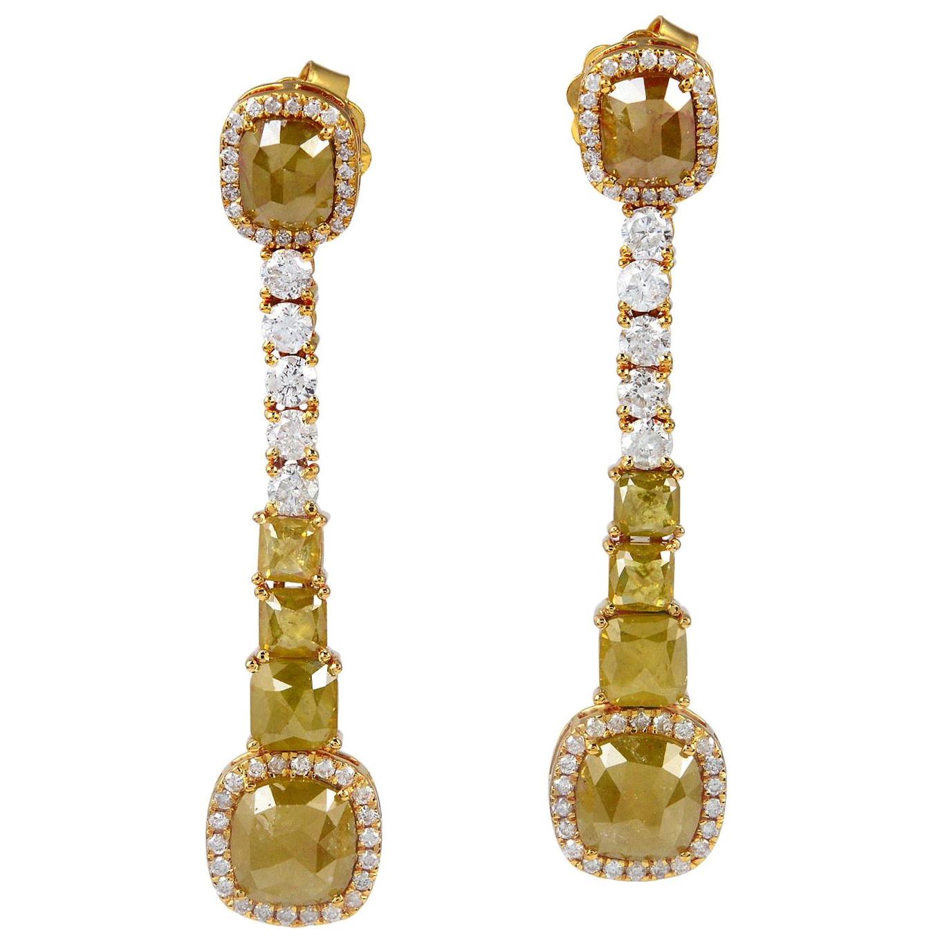 Boucles d'oreilles en or 18 carats 10,1 carats diamant fantaisie