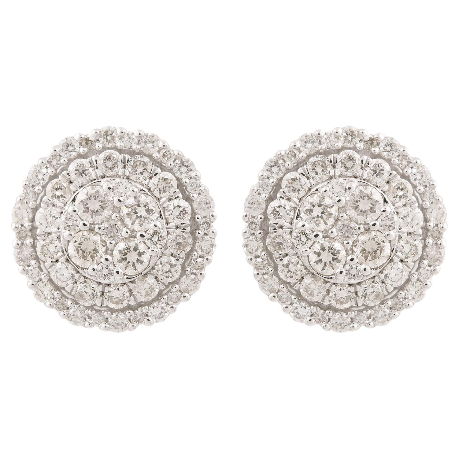 1,01 Karat SI Reinheit HI Farbe Diamant Pave Ohrstecker 14k Weißgold Schmuckstücke im Angebot