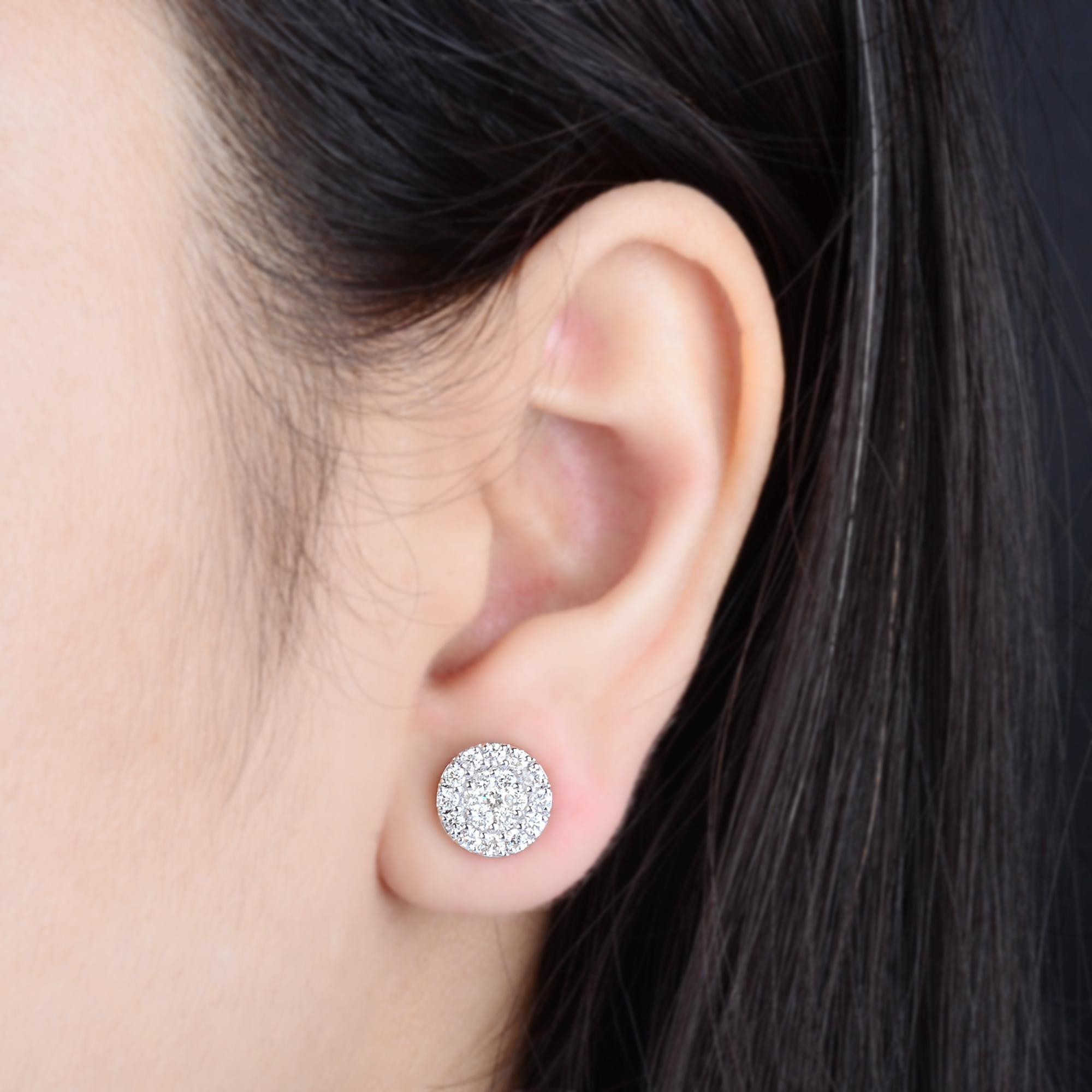 Modern 1.01 Carat SI Clarity HI Color Diamond Stud Earrings 10 Karat White Gold Jewelry For Sale