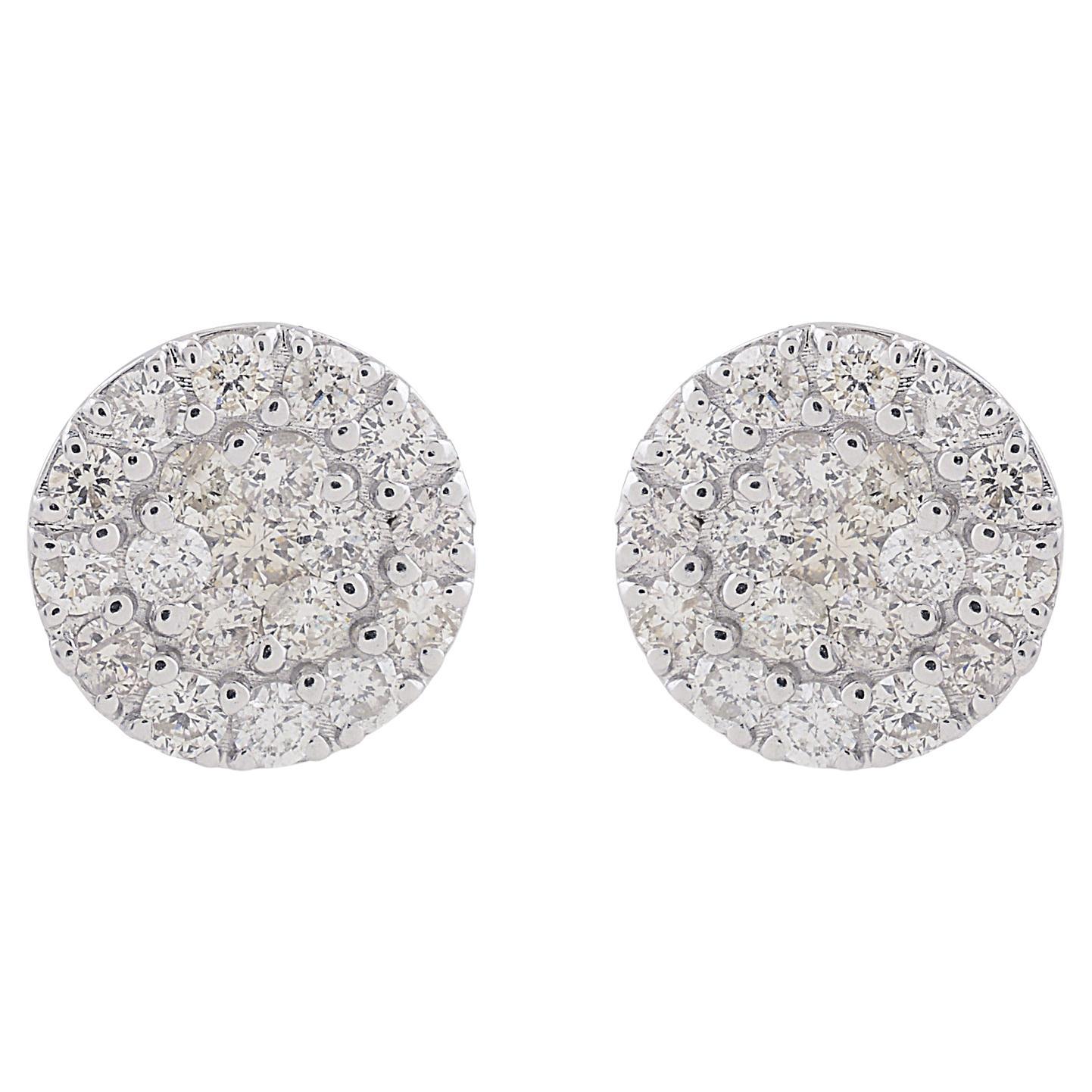 1.01 Carat SI Clarity HI Color Diamond Stud Earrings 10 Karat White Gold Jewelry For Sale