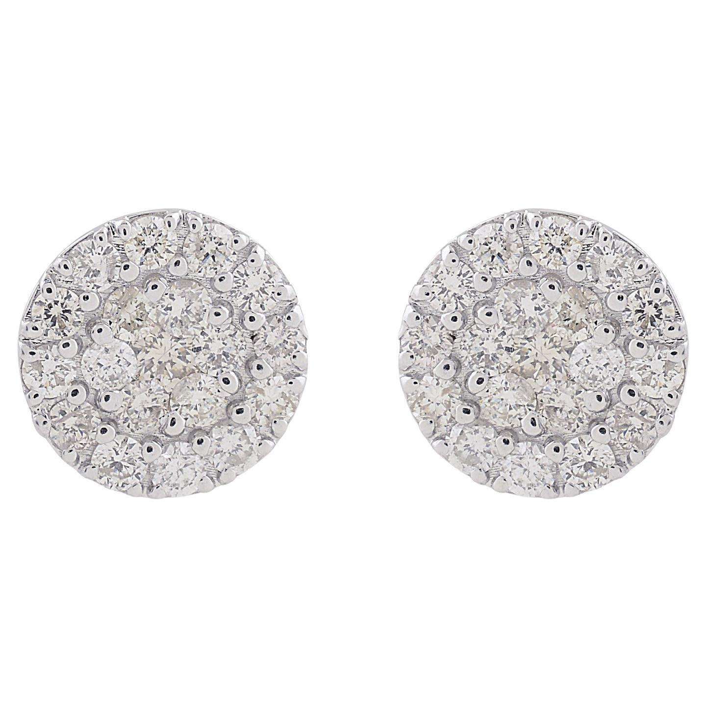 1.01 Carat SI Clarity HI Color Diamond Stud Earrings 10 Karat White Gold Jewelry