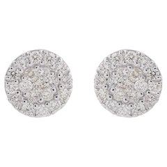 1.01 Carat SI Clarity HI Color Diamond Stud Earrings 10 Karat White Gold Jewelry