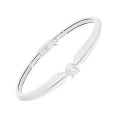 1.01 Carat SI/H Diamond Round Solitaire Cuff Bracelet 14 Karat White Gold