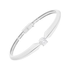 1.01 Carat SI/H Diamond Round Solitaire Cuff Bracelet 18 Karat White Gold