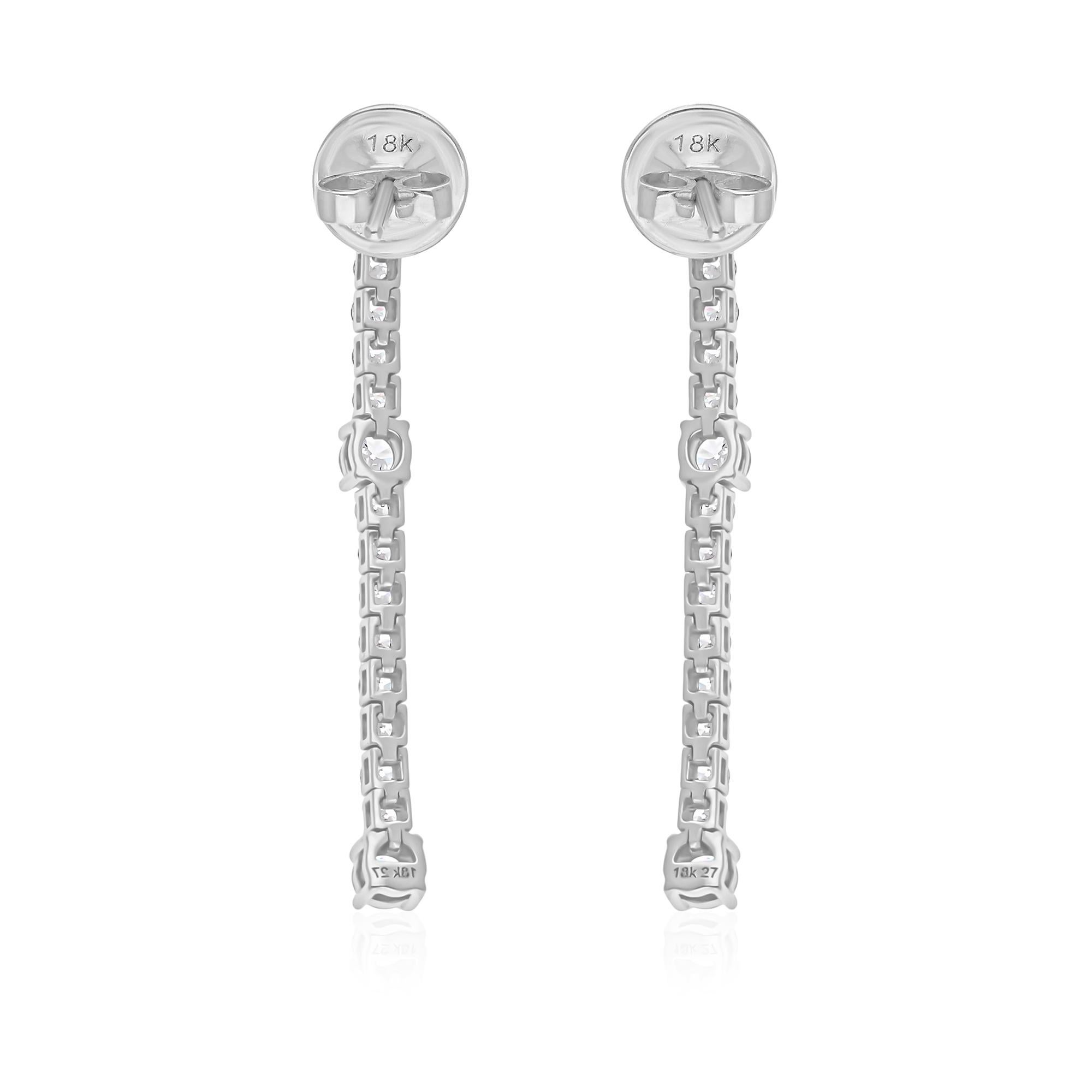 1.01 Carat SI/H Round Brilliant Cut Diamond Earrings 14 Karat White Gold Jewelry Neuf - En vente à Diera, Dubai