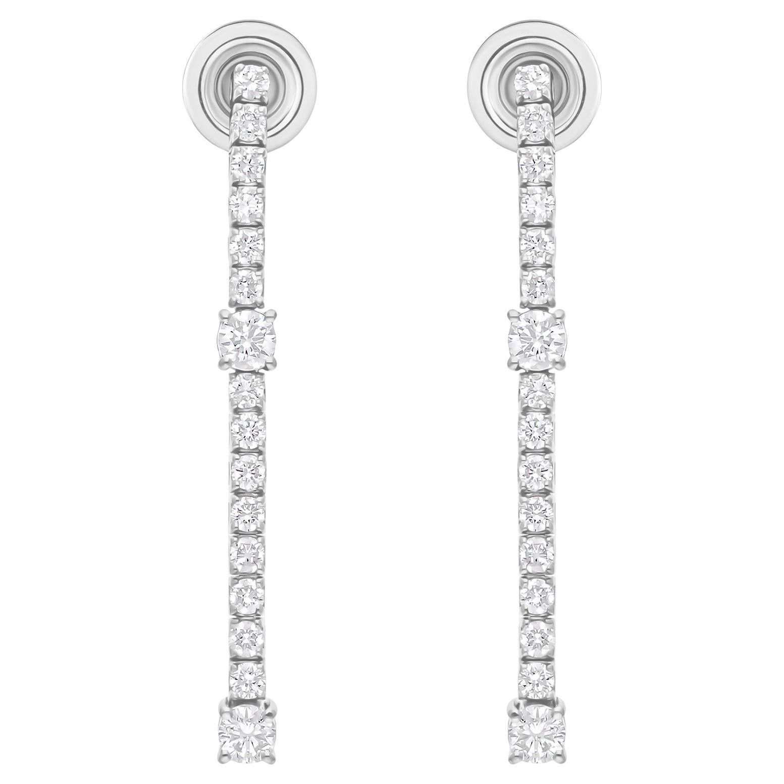 1.01 Carat SI/H Round Brilliant Cut Diamond Earrings 14 Karat White Gold Jewelry en vente