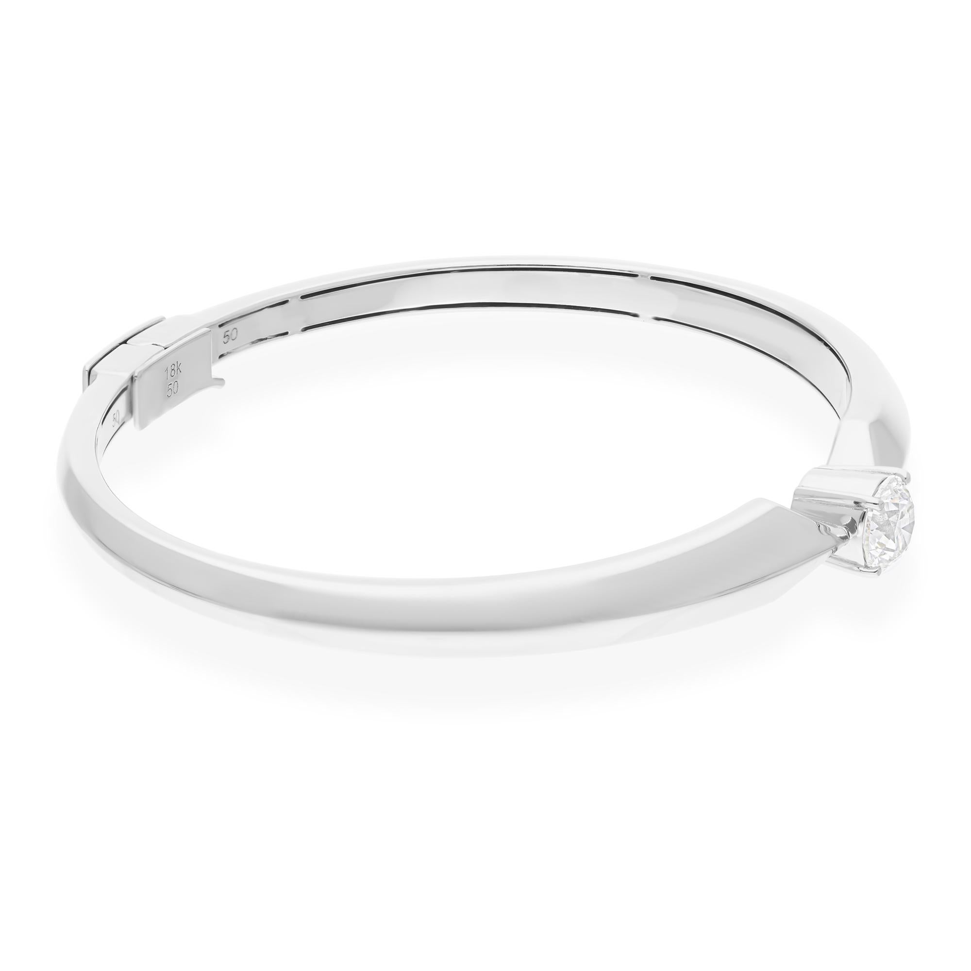 Modern 1.01 Carat SI/H Solitaire Round Brilliant Cut Diamond Bracelet 14k White Gold For Sale