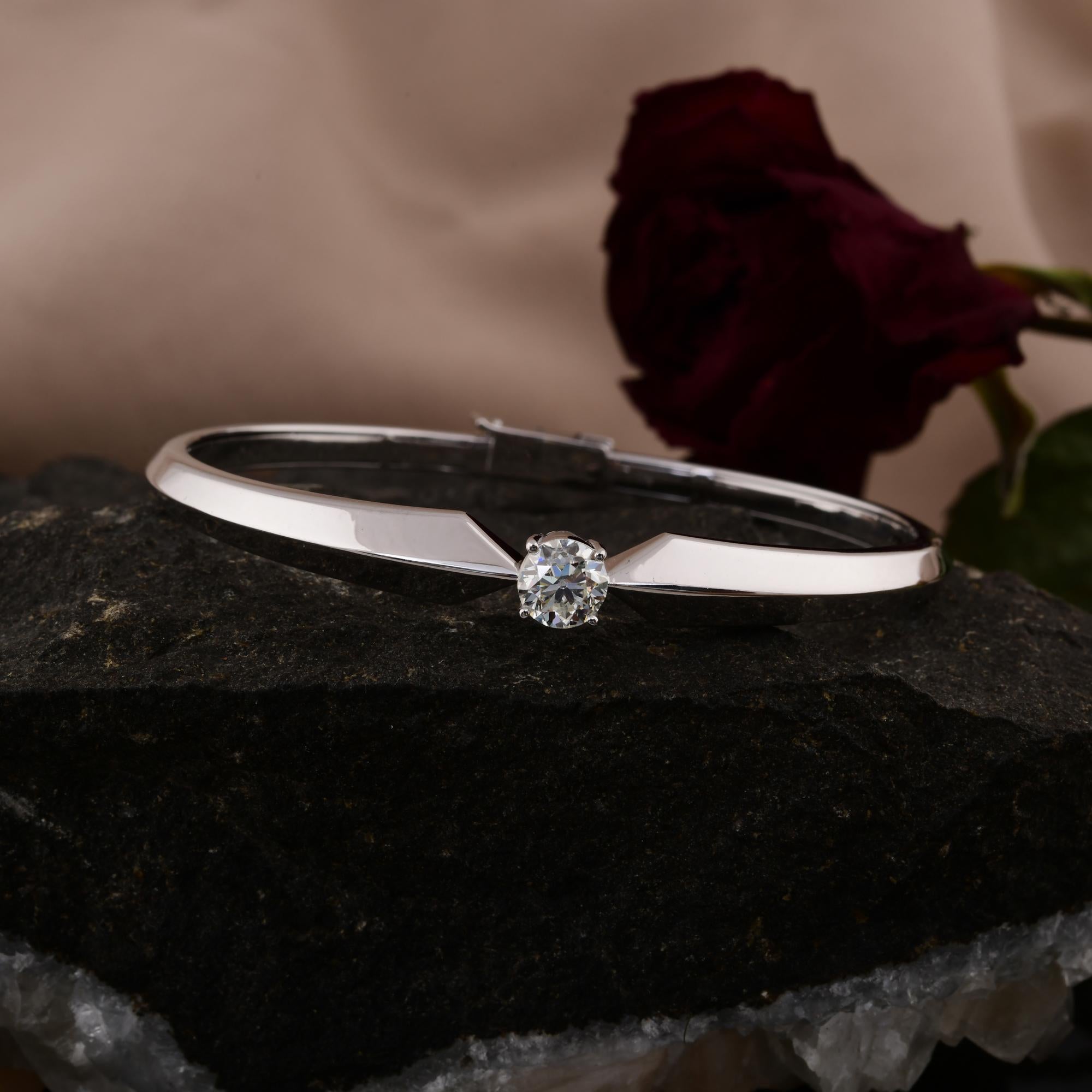 Women's 1.01 Carat SI/H Solitaire Round Brilliant Cut Diamond Bracelet 14k White Gold For Sale