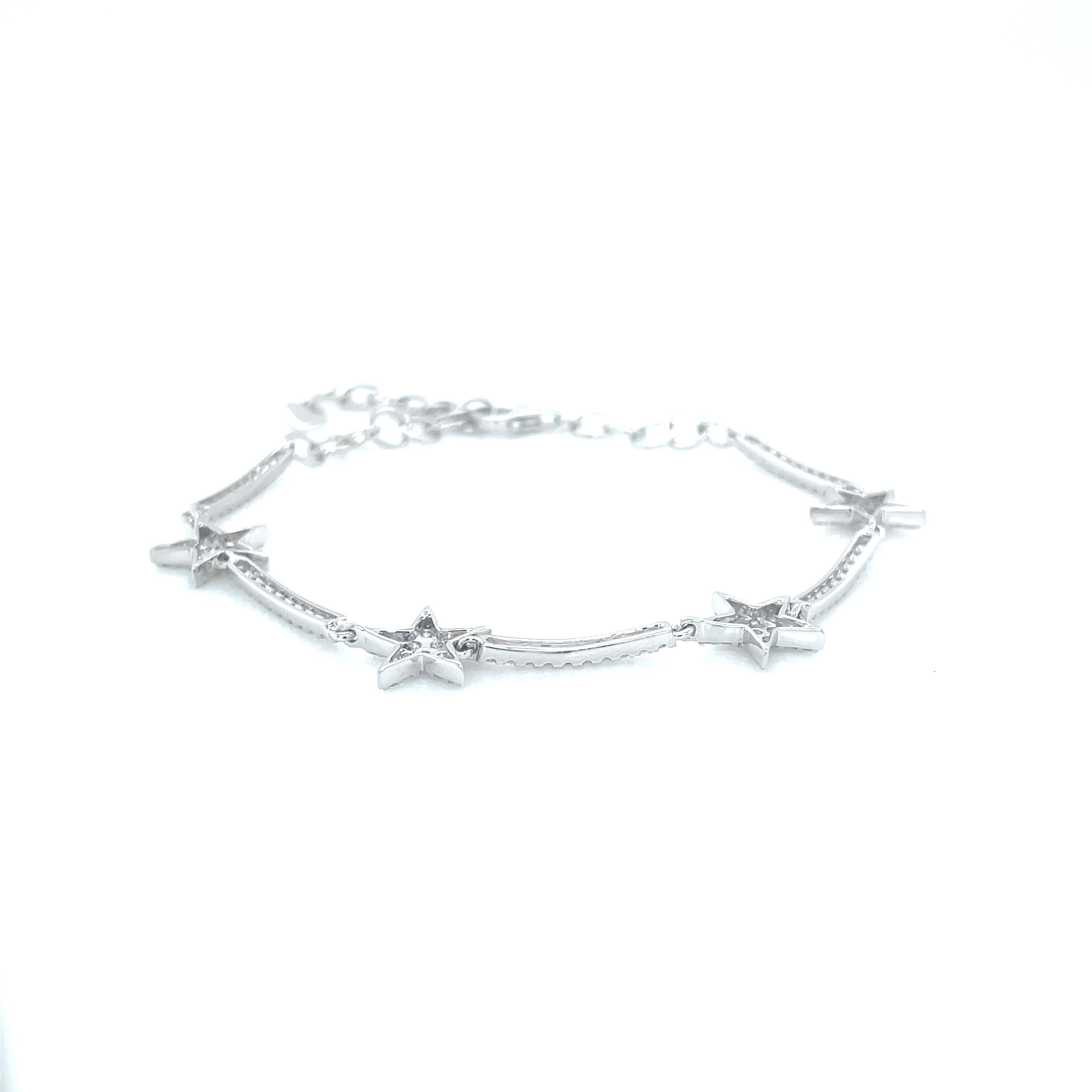 Aesthetic Movement 1.01 Carat Star Diamond Bracelet in 14K White Gold For Sale