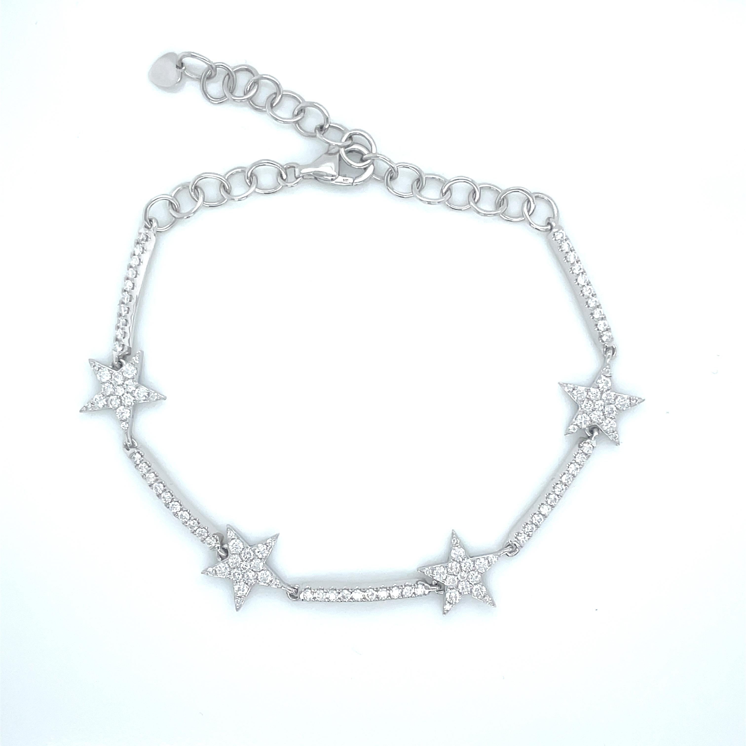 Round Cut 1.01 Carat Star Diamond Bracelet in 14K White Gold For Sale