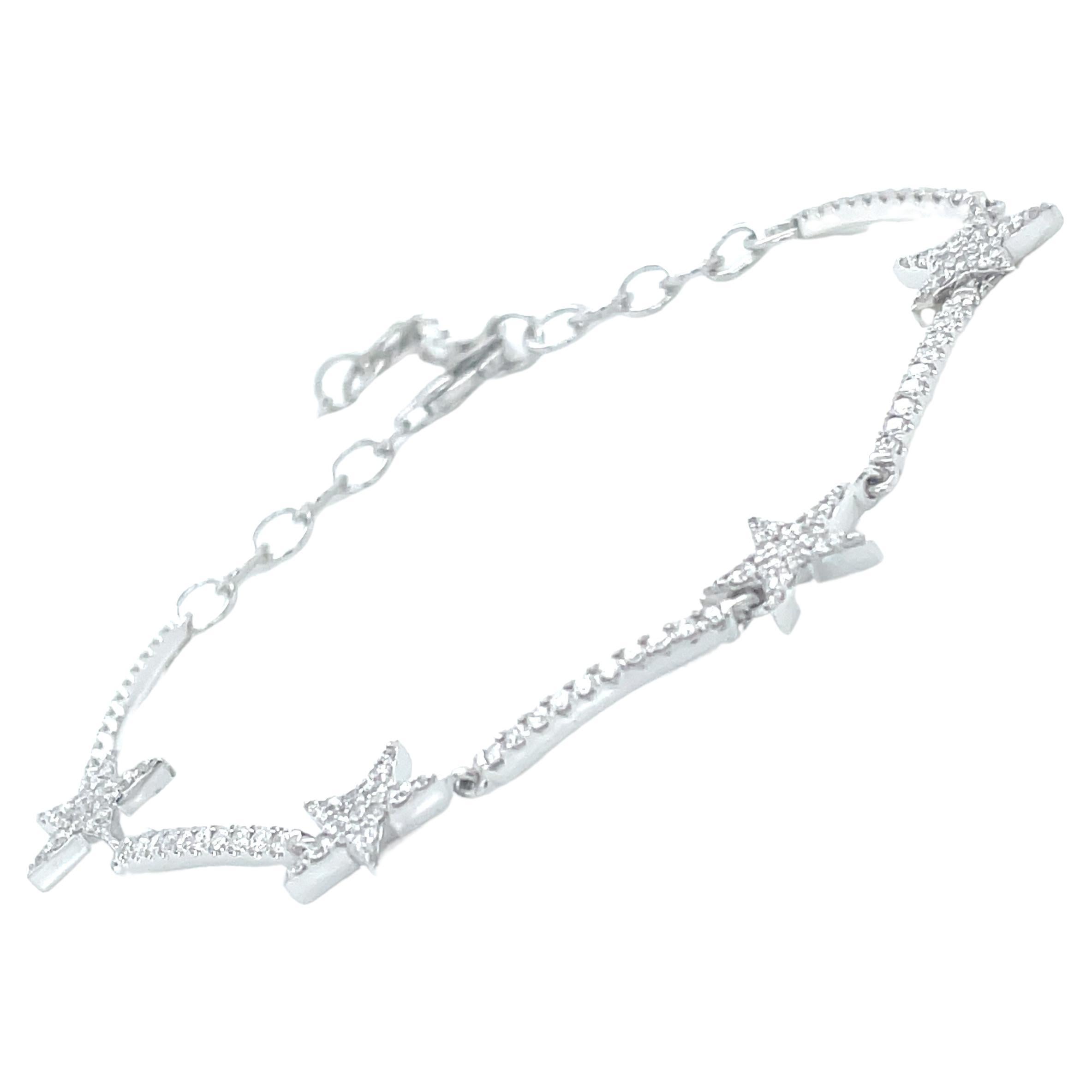 1.01 Carat Star Diamond Bracelet in 14K White Gold For Sale