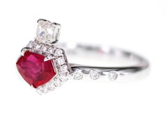 1.01 Carat Superman Cut Vivid Red Ruby Designer Ring