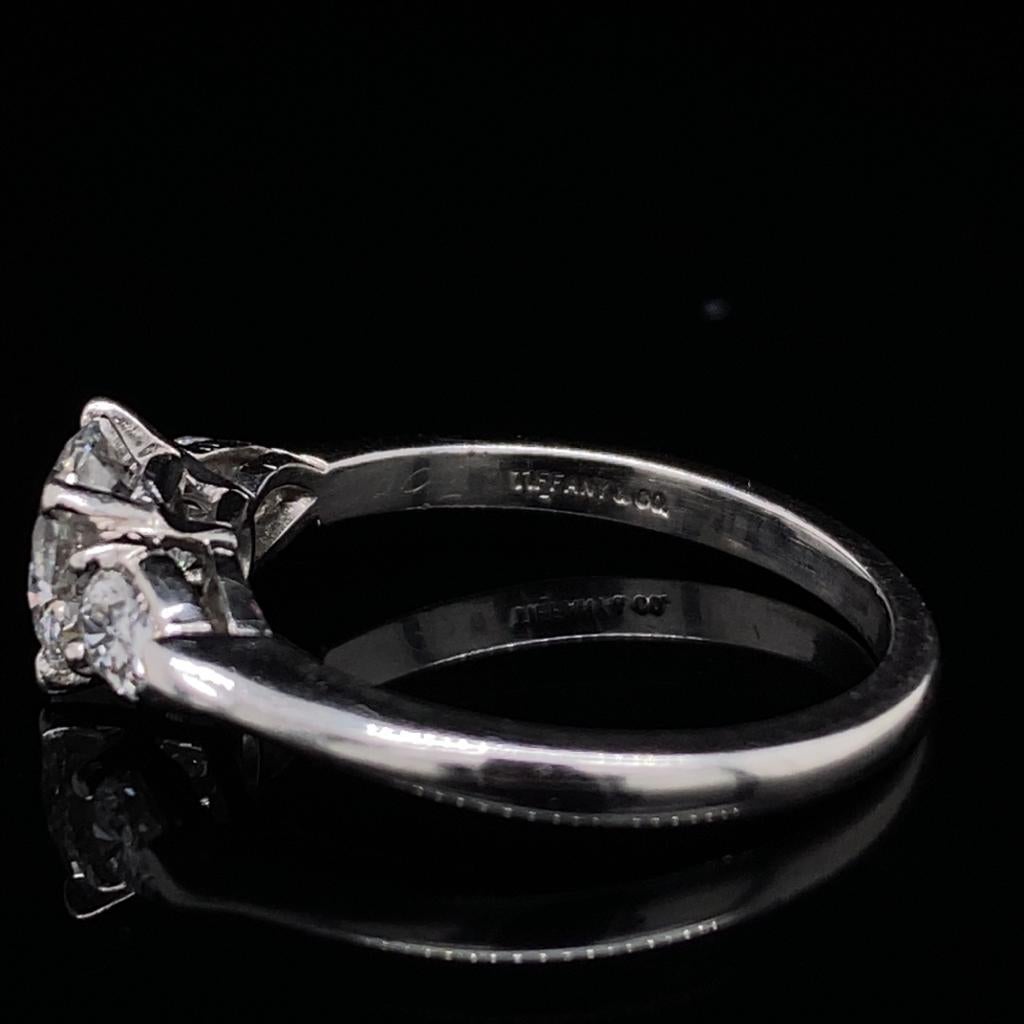 Round Cut 1.01 Carat Tiffany & Co Round and Pear Brilliant Cut Platinum Engagement Ring