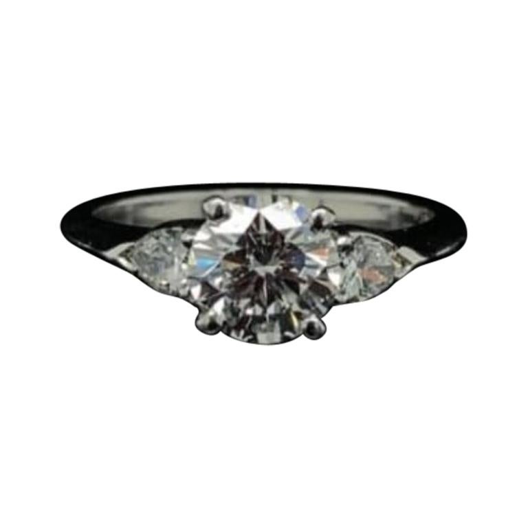 1.01 Carat Tiffany & Co Round and Pear Brilliant Cut Platinum Engagement Ring