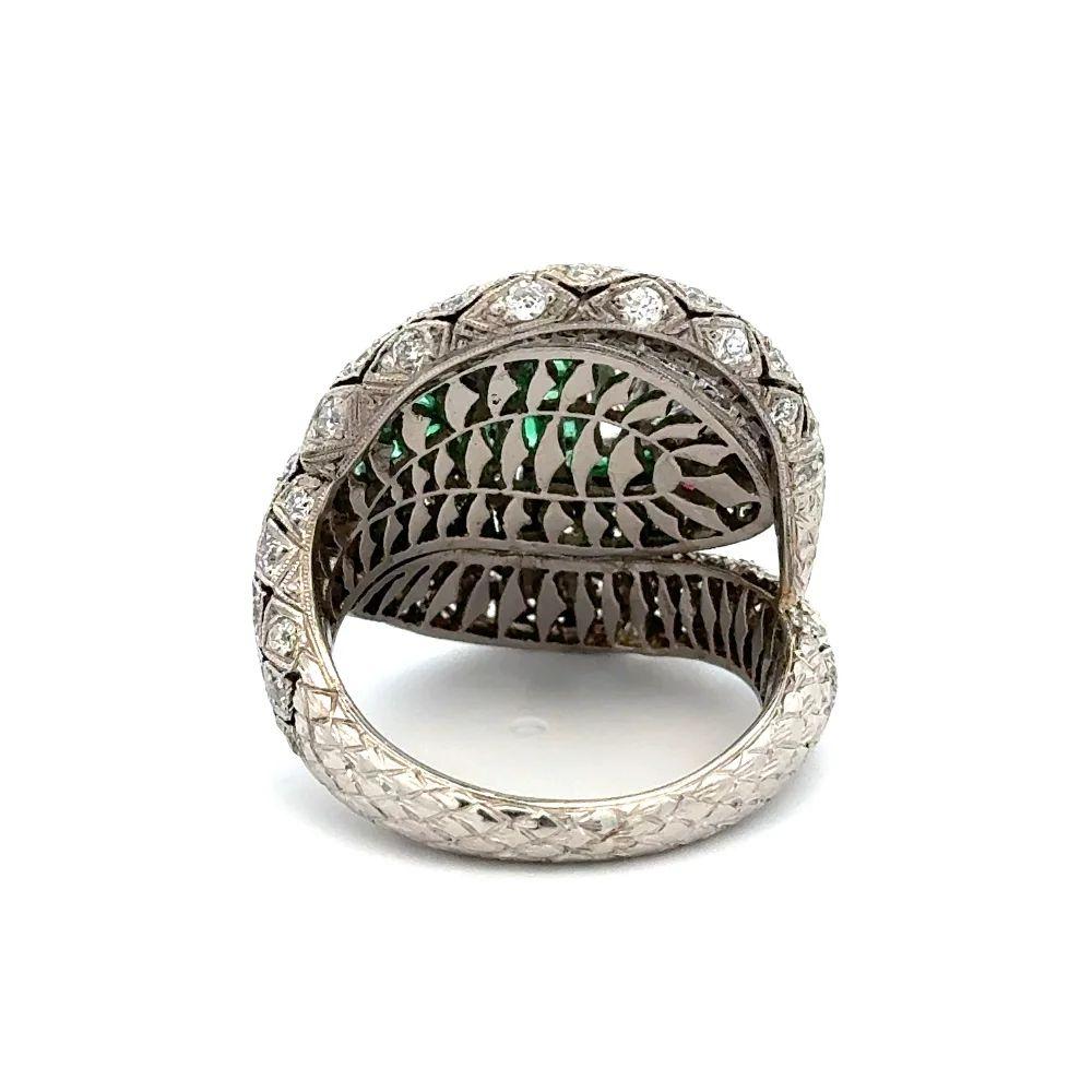 Women's or Men's 1.01 Carat Trillion Diamond GIA Emerald Platinum Snake Serpent Statement Ring For Sale