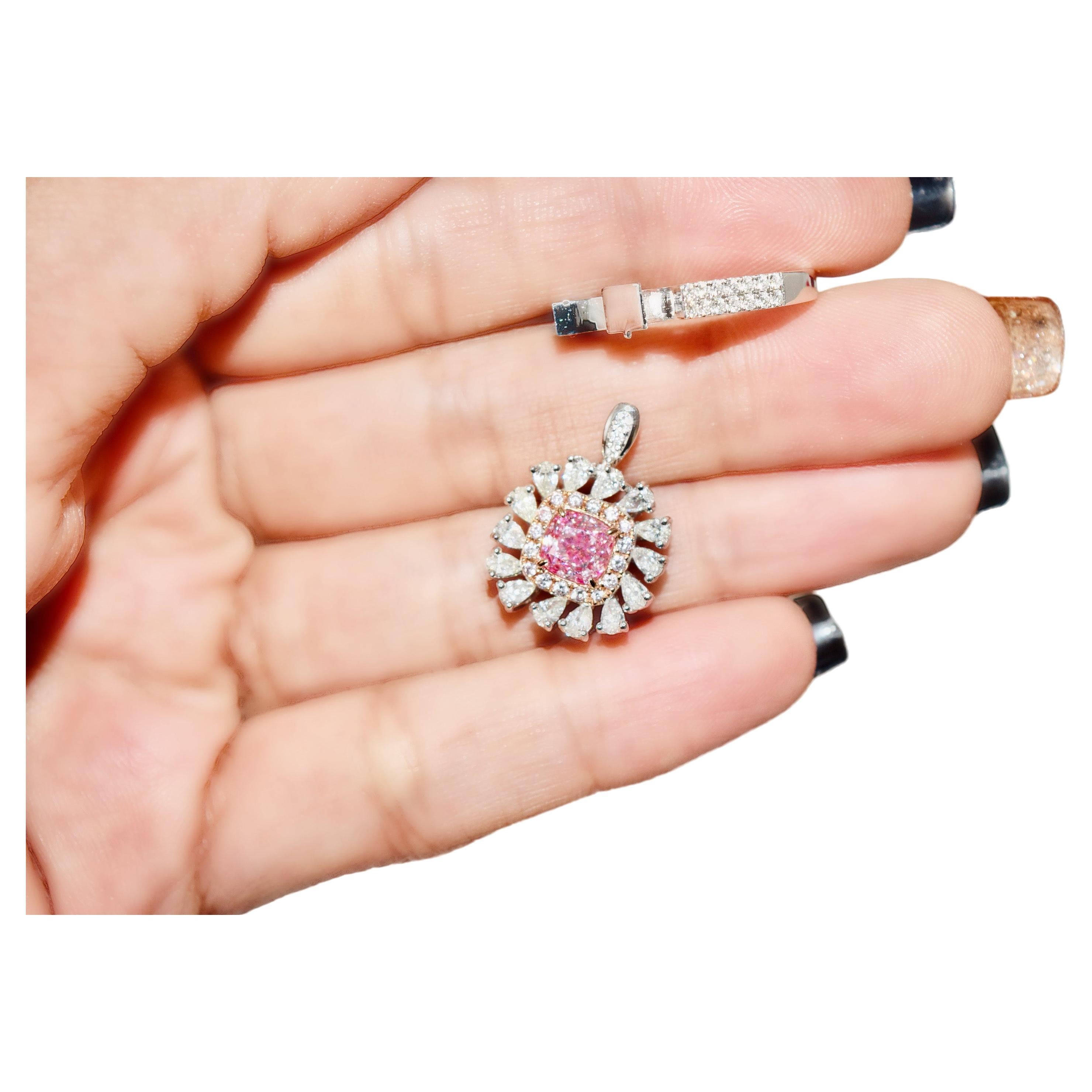 1.01 Carat Very Light Pink Diamond Ring & Pendant Convertible GIA Certfied For Sale