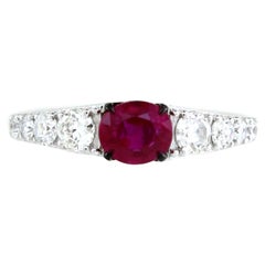 1.01 Carats Ruby Ring with old miner diamonds