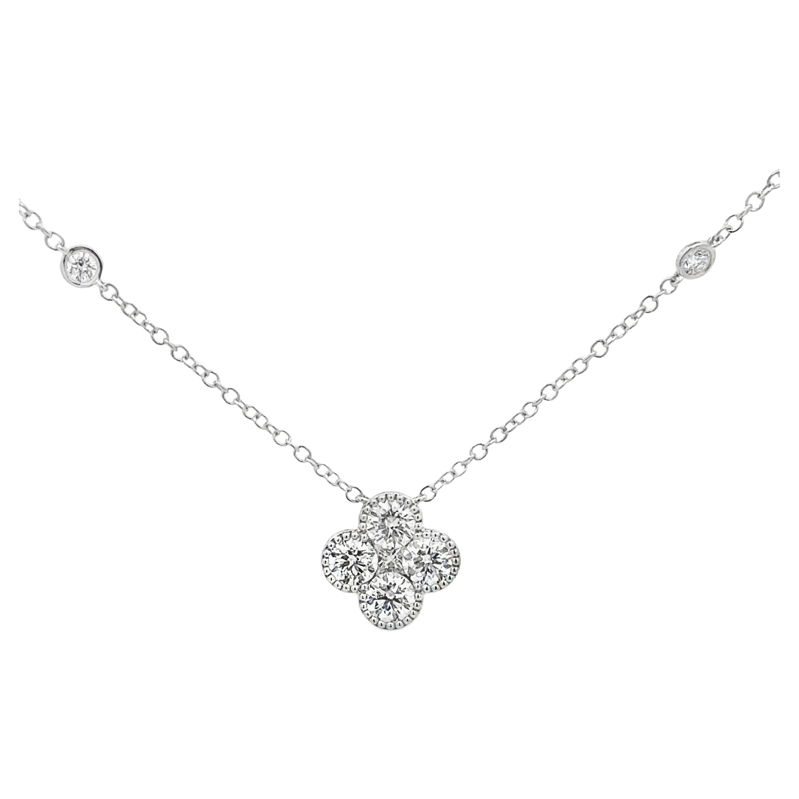 Roman Malakov Diamonds, collana di diamanti a trifoglio con taglio a brillante rotondo da 1,01 carati totali